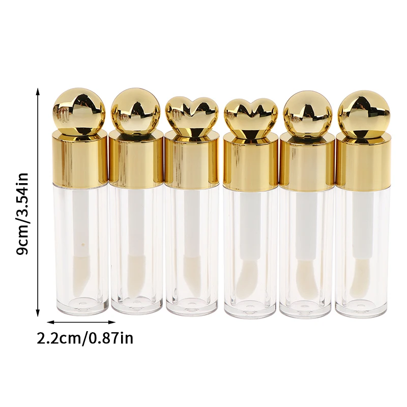 5ml Electroplated Lip Gloss Tube Transparent Pink/Gold/Silver Thick Rod Large Brush Head Empty Bottle Lips Glaze Container