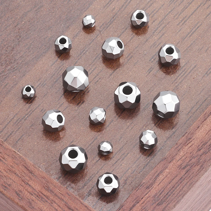 20개 스테인리스 스틸 참 3-6mm 라운드 볼 스페이서 비즈 쥬얼리 제작 재료 DIY 공예 팔찌 목걸이 용품