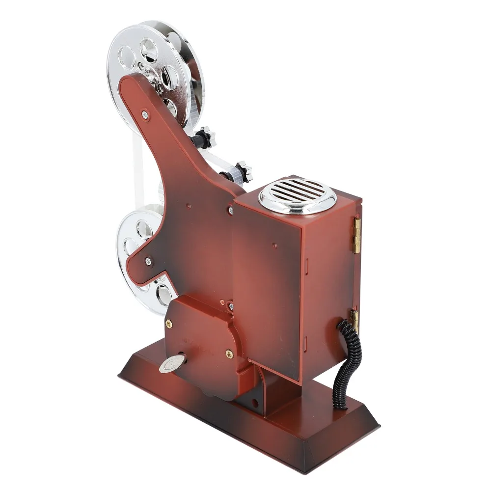 ABS Projector Music Box Brown Projector ABS Material Music Ornament 8.46 X 6.69 X 3.15in Vintage Wind Up Music Box