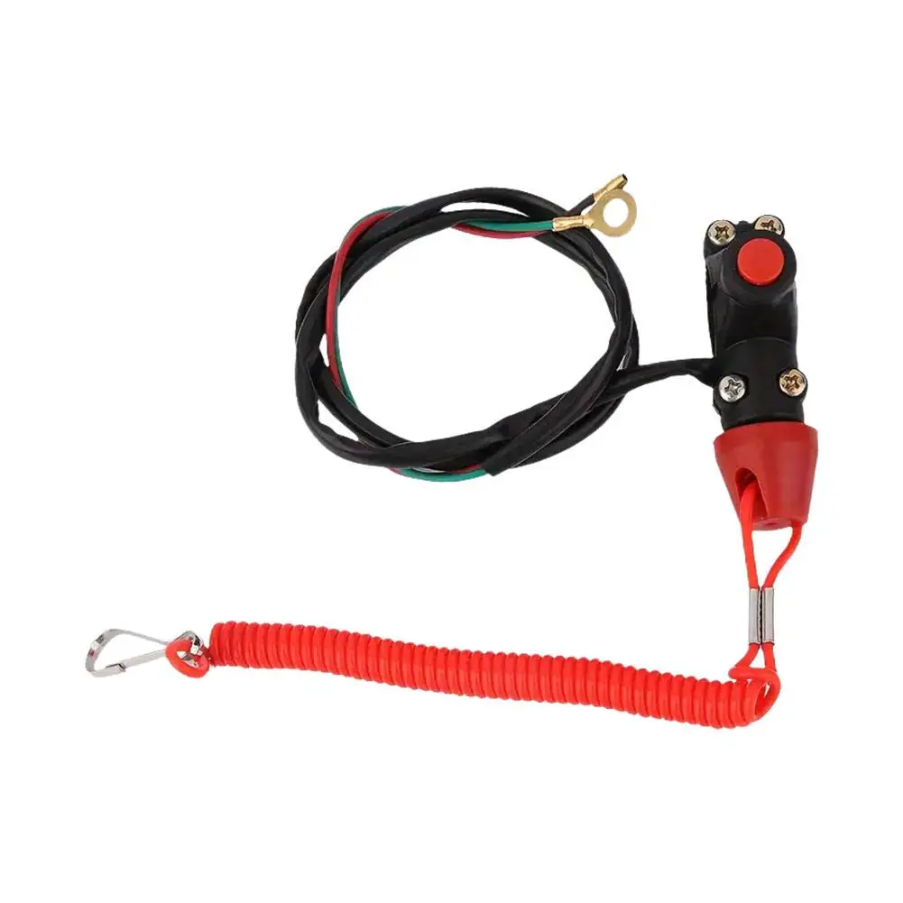 Motorcycle Engine Stop Switch Tether Lanyard Emergency Boat Stop Button Outboard Engine Quad ATV Engine Kill Push Switch Sw J0N2