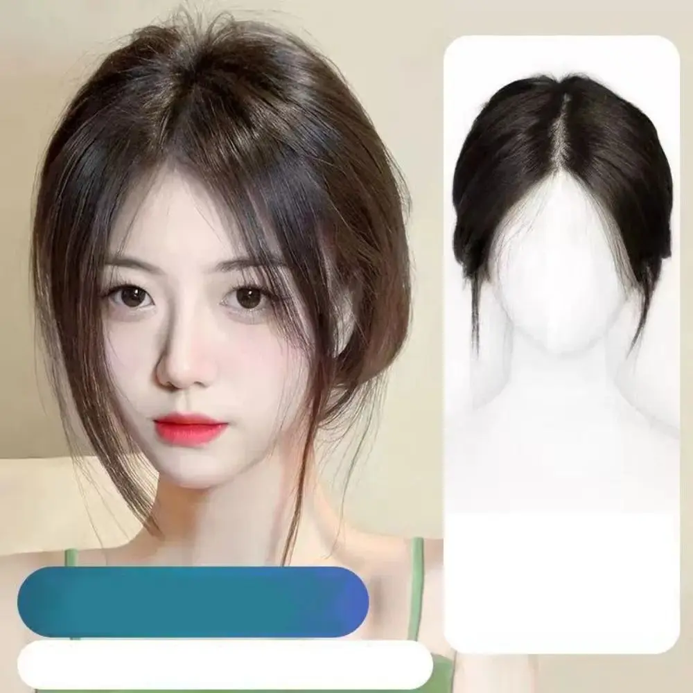 Fashion 3D Natural Bangs Invisible Middle Part False Bangs Synthetic Clip-In Side Fringe Hairpieces Women