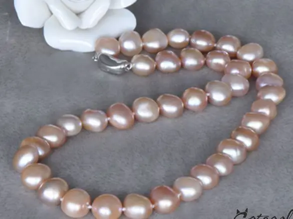 

new 10-11mm natural baroque gold pink pearl necklace 925s silver