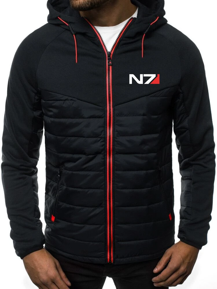 2021 New Down Jacket Mass Effect N7 Logo Print Custom Made Cotton High Quality Leisure Man Zipper Jackets Hoodie Men Clothes Top