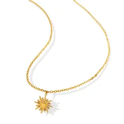 Marka Stainless Steel Gold Plated Necklace for Women Fashion Sun Pendant Waterproof Jewelry Girl Neck Chain Medieval Accessories