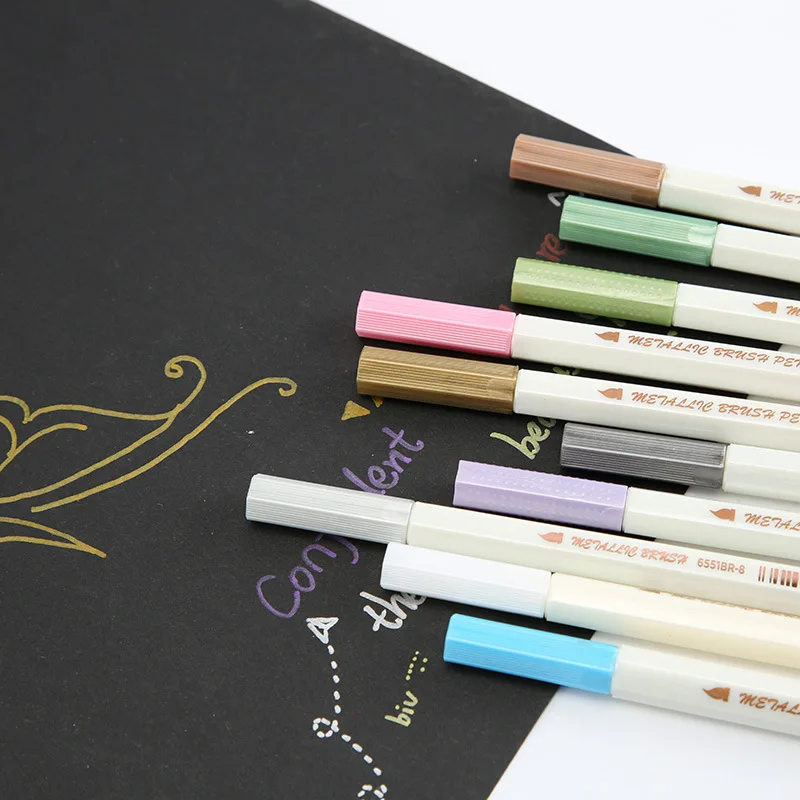 10Pcs Multicolored Markers Pen Scrapbooking Journal Diary Take Notes Student Art Pen Drawing Stationery Office Supplies