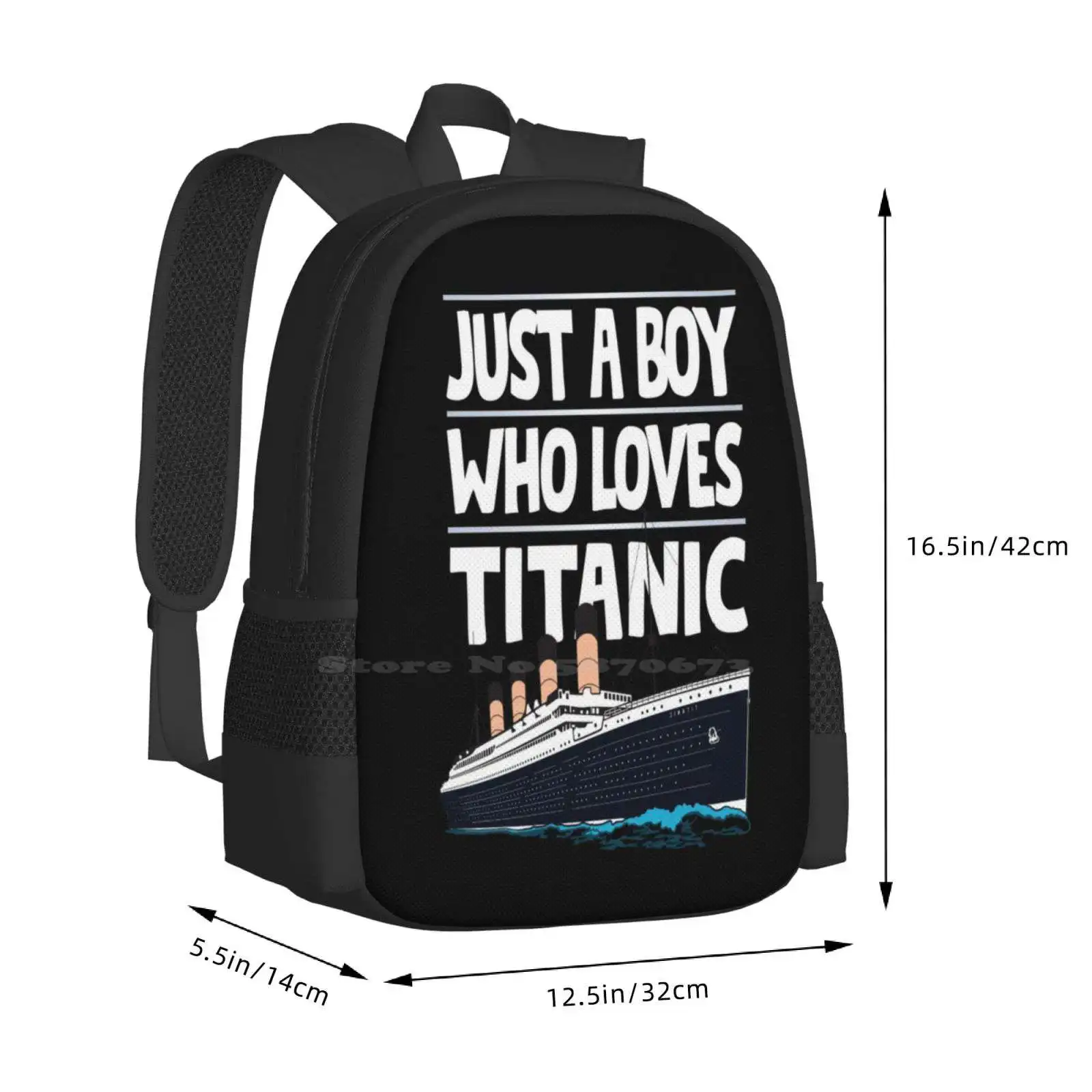 Just A Boy Who Loves Titanic Titanic Ship Gift For Boys Kids 3D Print Design Backpack Student Bag Titanic For Boys Titanic