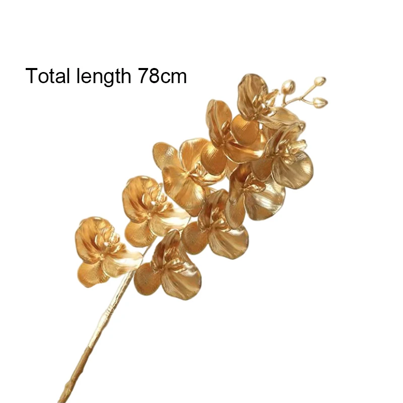 Golden Imitation Flowers False Flower Bouquet Eucalyptus Ginkgo Leaf Loose Tail Anemone Reed Phalaenopsis Bamboo Leaf Wholesale view 2