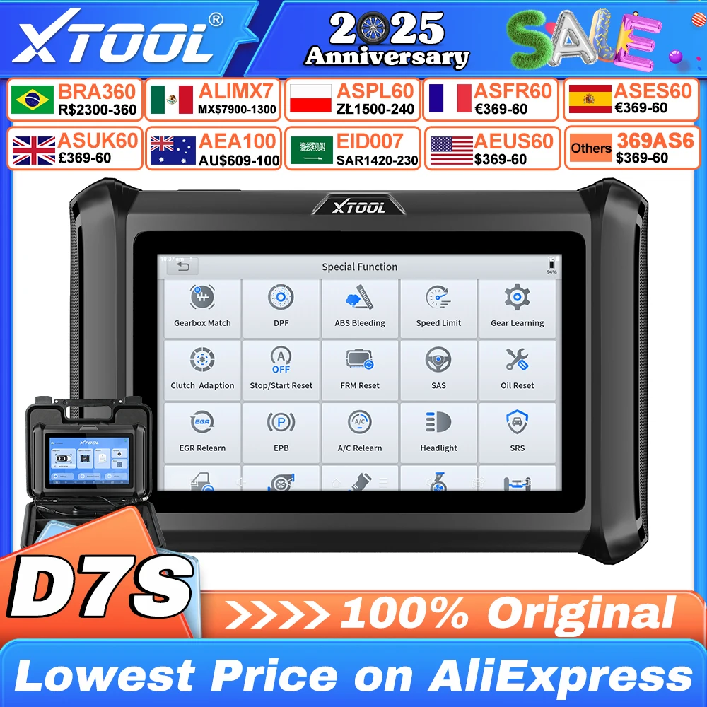 XTOOL D7S ECU Coding All System Diagnostic Scanner Active Test 36 Resets OBD2 Key Programming Tool CAN FD DoIP Upgraded of D7