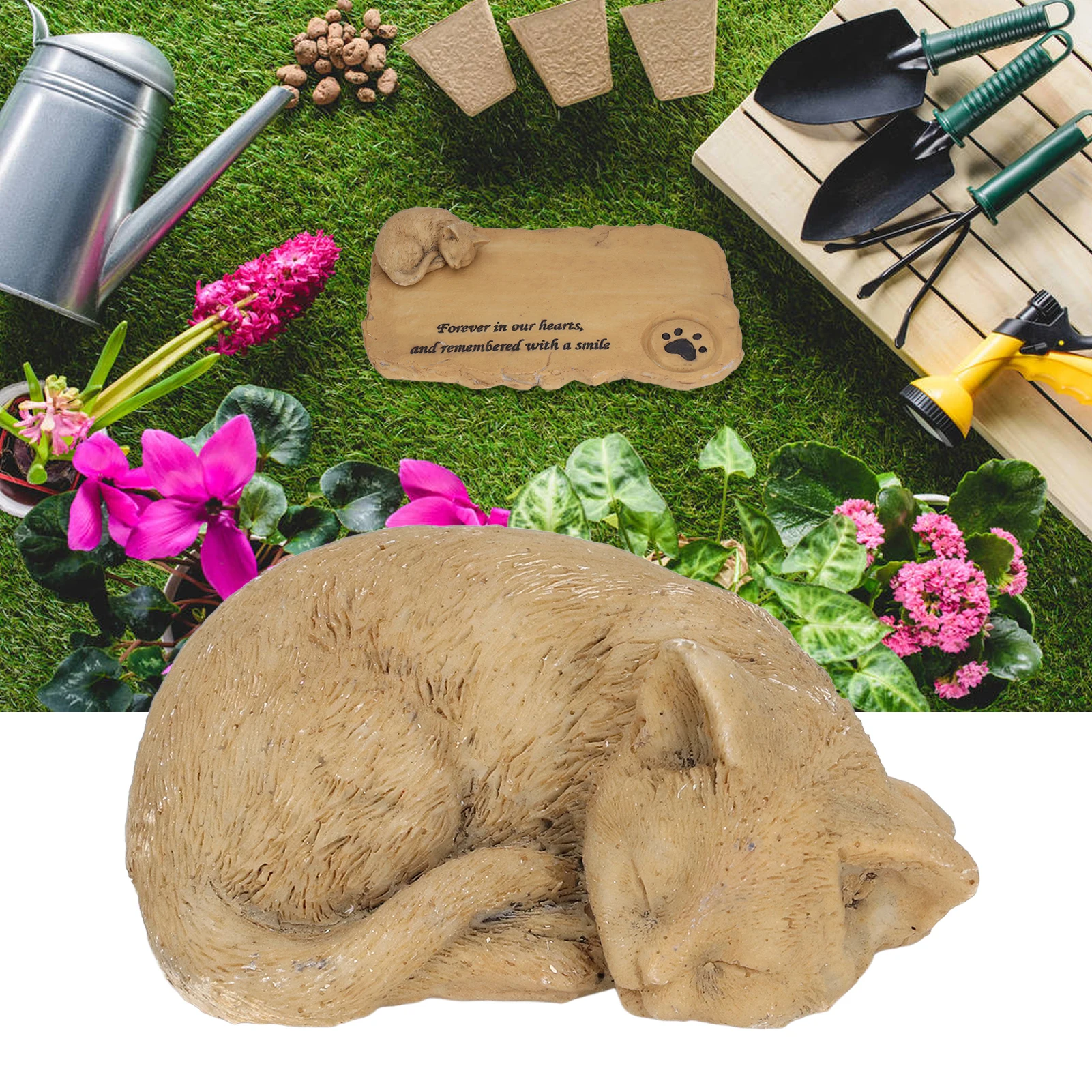 Pet Memorial Tombstone Weatherproof Resin Pet Memorial Garden Stone For Garden Outdoor YardOrnament Cat