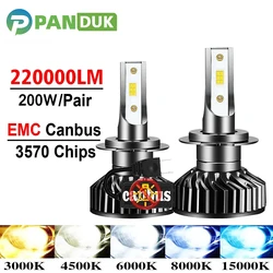 PANDUK 4500K 6000K 8000K 200W 220000LM HB3 HB4 9005 9006 H1 H7 H4 H11 9012 Bulb Canbus Led Lamp CSP 3570 Car Headlight Fog Light