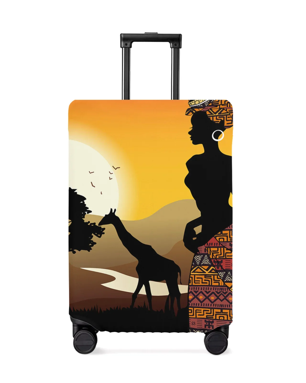 African Woman Giraffe Silhouettes Travel Luggage Protective Cover Travel Accessories Suitcase Elastic Dust Case Protect Sleeve