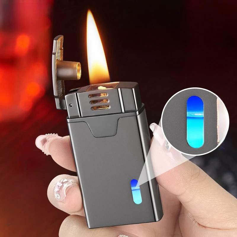 Creative Multiple Induction Arc Ignition Sound Controlled Kerosene Lighter Visual Gas Blue Light Window USB Electronic Lighters