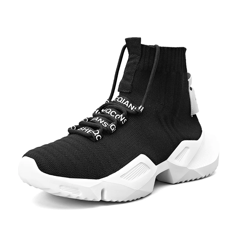 Men's white casual shoes Mesh sneakers breathable high top comfortable men's shoes large size new shoes40-47