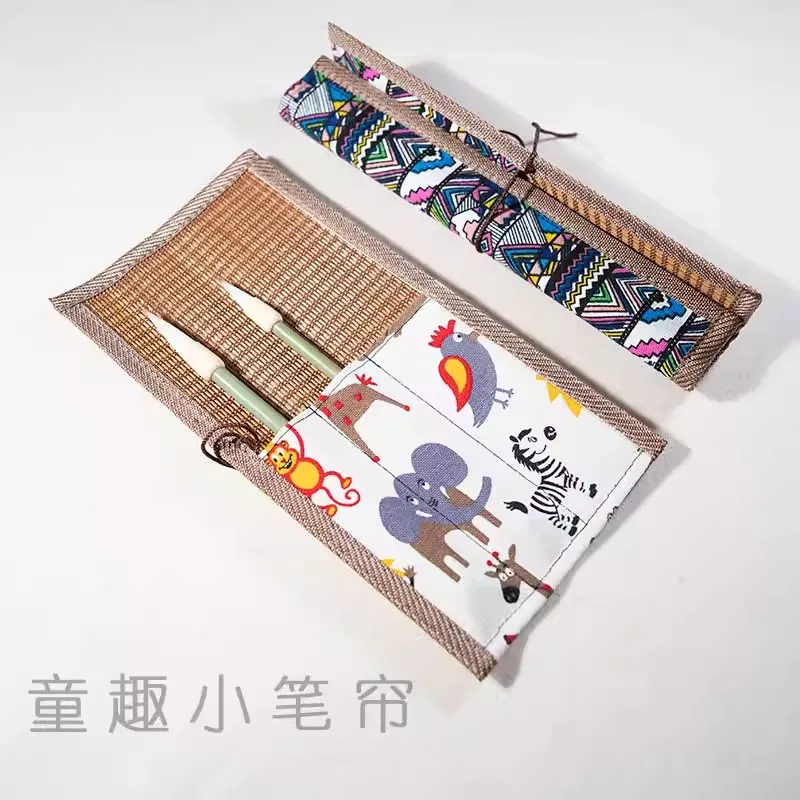 Portable Chinese Brush Roll - Calligraphy Pen Holder Wrap, Travel Ink Painting Brush Bag, Scroll Painting Artist Tool Organizer