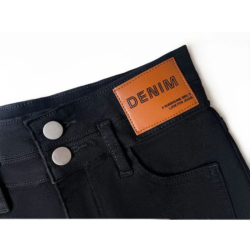 

Джинсовые брюки с высокой талией Bla, женские летние тонкие эластичные тонкие шорты трапециевидной формы, грушевидные джинсы, джинсовые орты с высокой талией