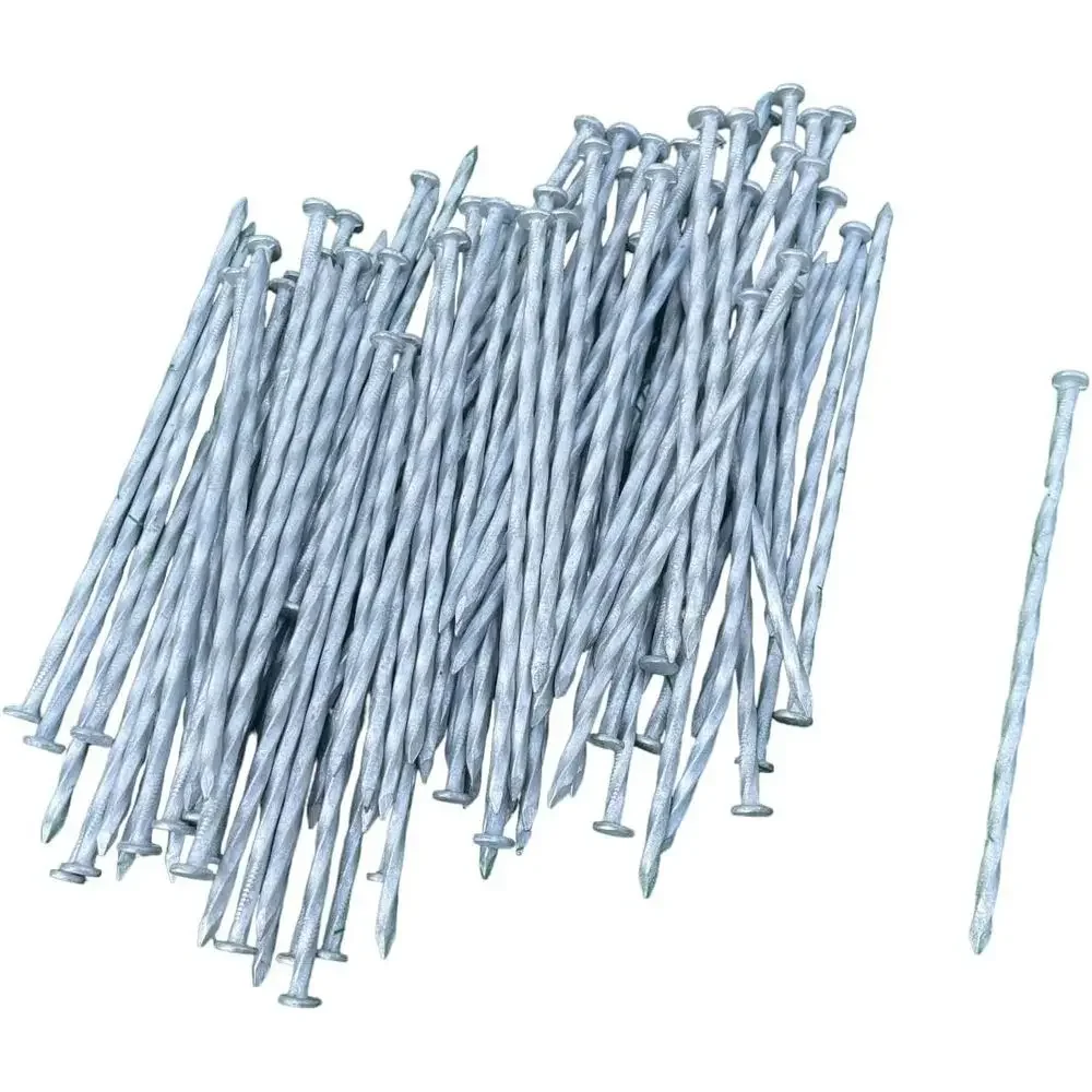 6-Inch Galvanized Spiral Edging Spikes - 7 Gauge Steel for Rocky Soil and Paver Edging