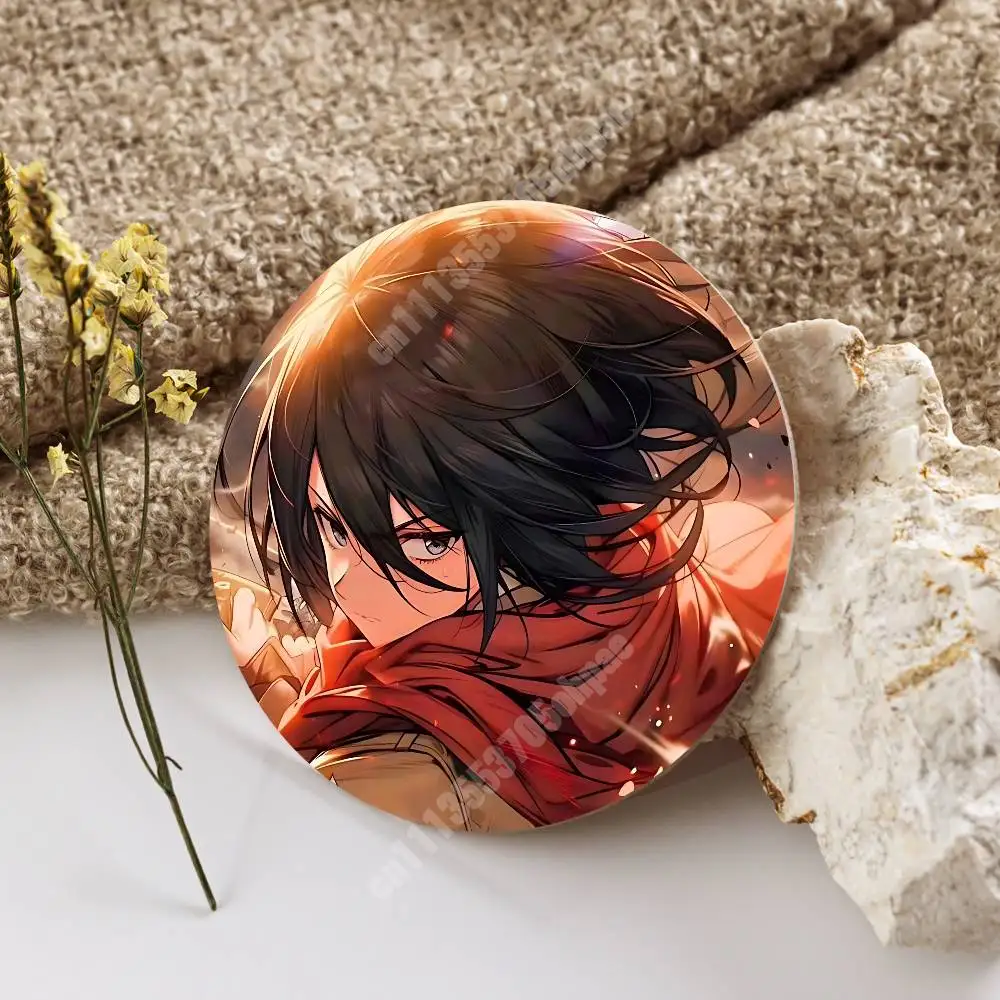 A-Attack On Titan-S Levi Eren Mikasa Wooden Cup Mat Americano Beer Milk Water Coaster for Baking Studio