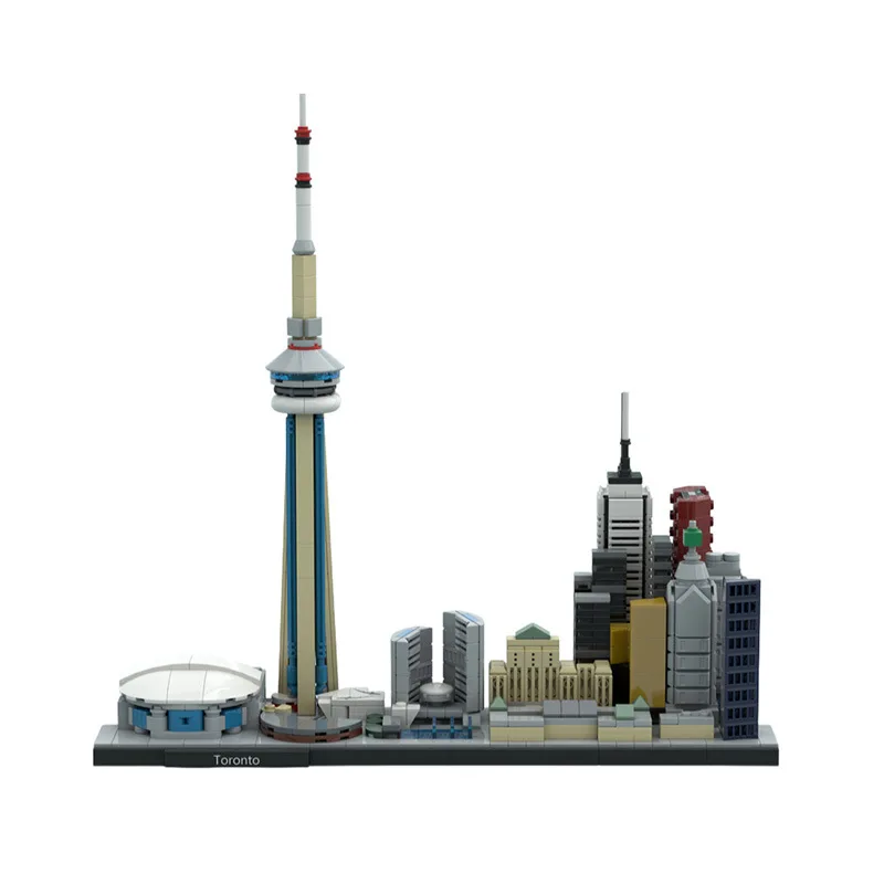 MOC City of Toronto Skyline Building Blocks Model City of Toronto Skyline Architecture Street View Bricks Assembly Toys for Kids