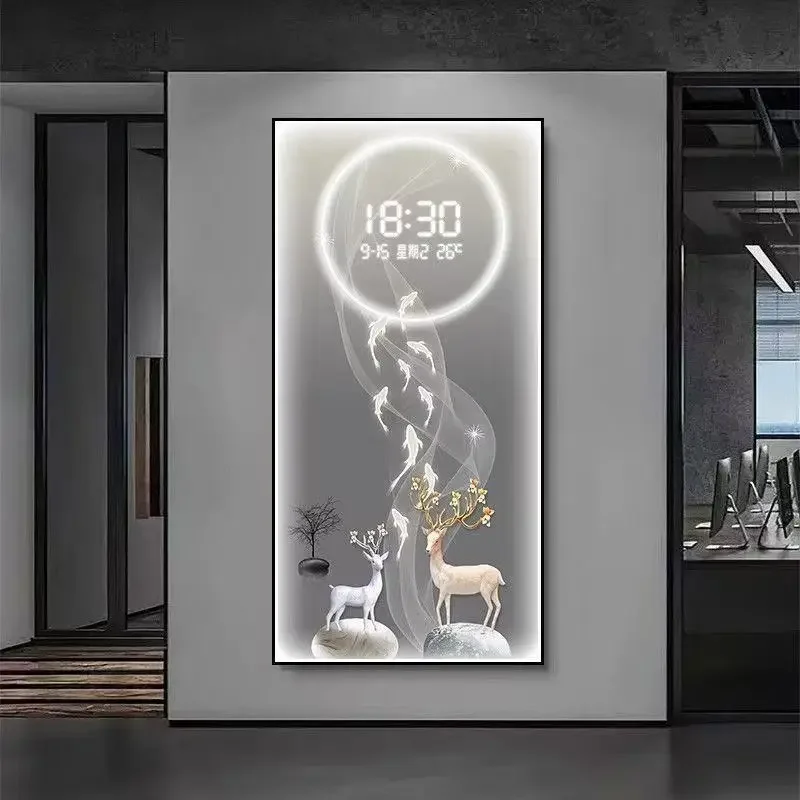 Living room dining room decoration electronic clock digital display screen creative LED light meter wall clock