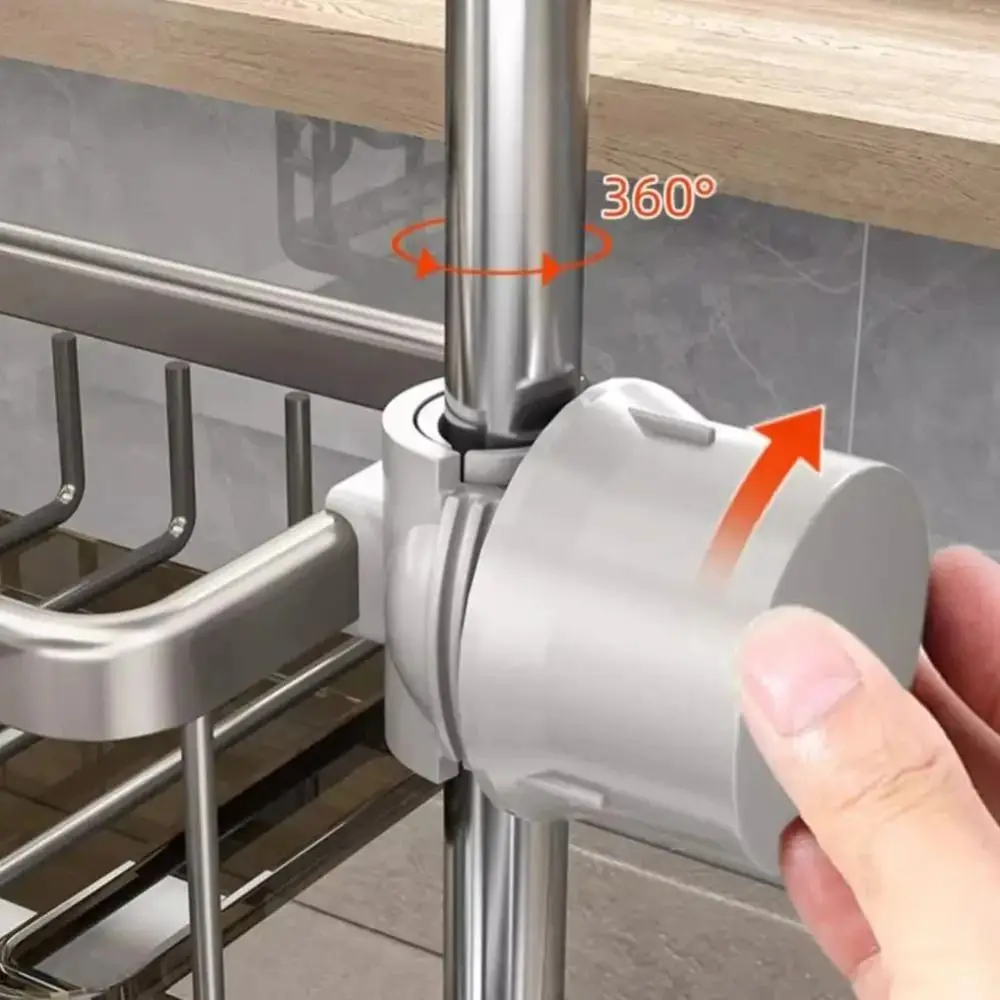 Rotatable Structure Rotatable Kitchen Faucet Mount Practical Design Space Saving Storage Basket Hollow Draining Design