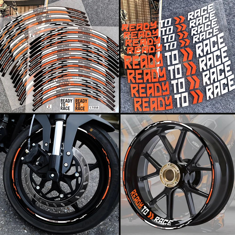 For KTM 1290 Super ADVENTURE 390 690 790 890 1190 2023 Reflective Motorcycle Wheel Rim Stripe Sticker Decal Waterproof Accessori