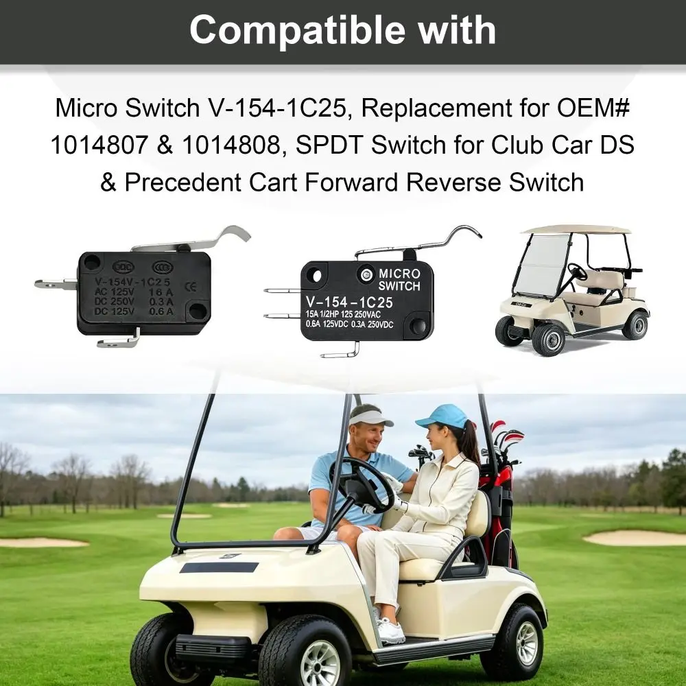 5pcs Silver Contact Micro Switch Set 2 & 3 Prong Universal Replacement Micro Switch Durable Club Car Switch Assembly