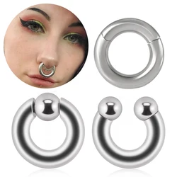 1PC Surgical Steel Heavy Hinged Clicker Septum Ear Plug Nose Rings Suitable for a Range of Piercings No Need Use Opening Pliers