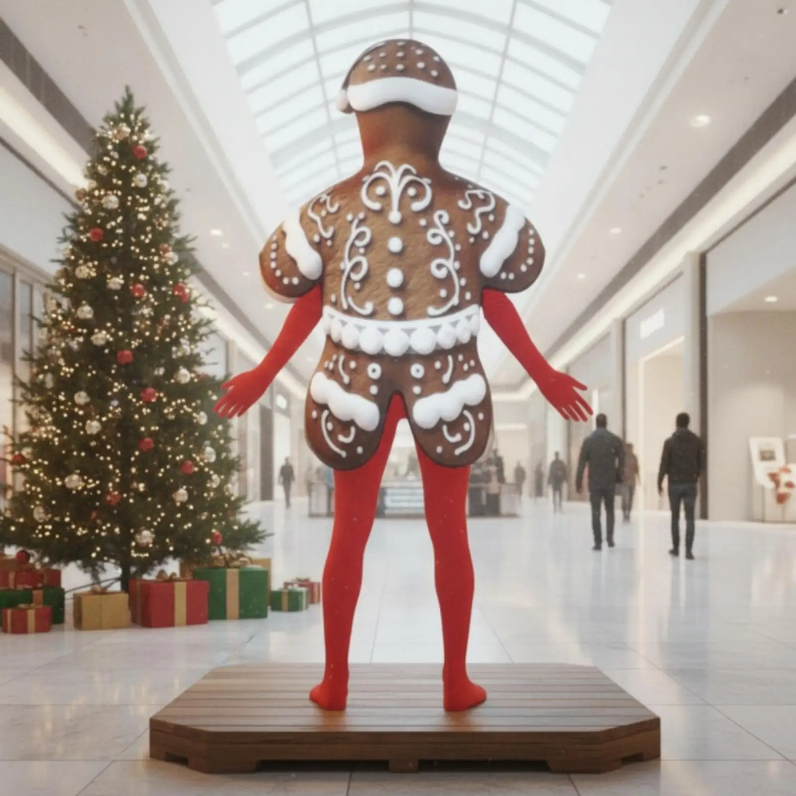Christmas Performance Costume for Adults Gingerbread Santa Suit with Leggings and Gloves
