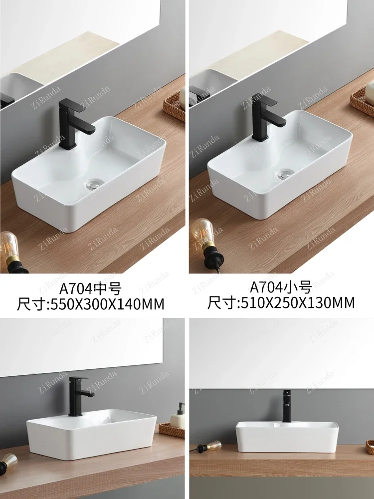~Y   Table Basin Wash Basin Mini Home Single Basin Balcony Washbasin Small Size on Ceramic
