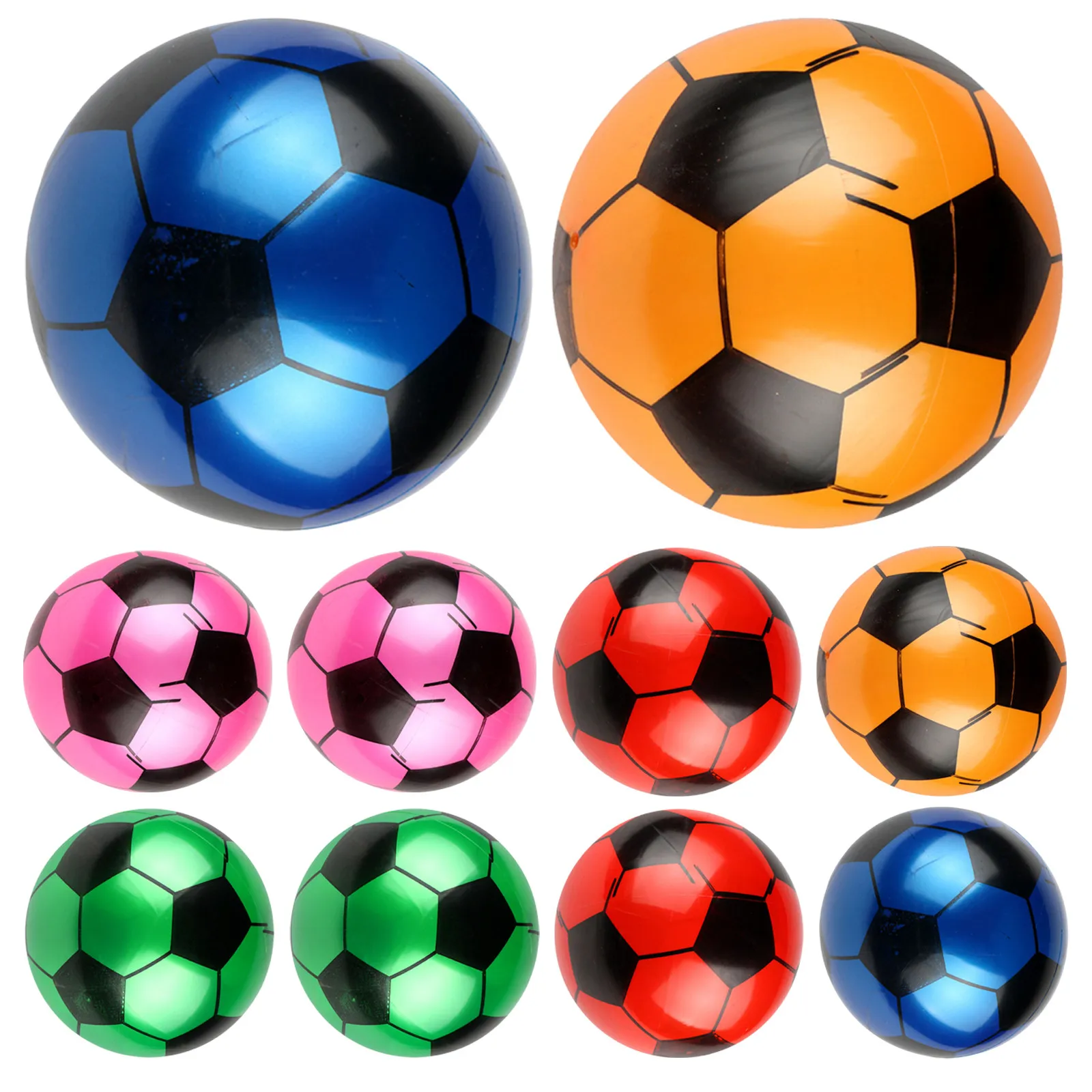 10Pcs Inflatable Soccer Balls Small Soft Mini Colorful Football Blow Up Outdoor Sports Party Favors Kids Inflatable Soccer Ball