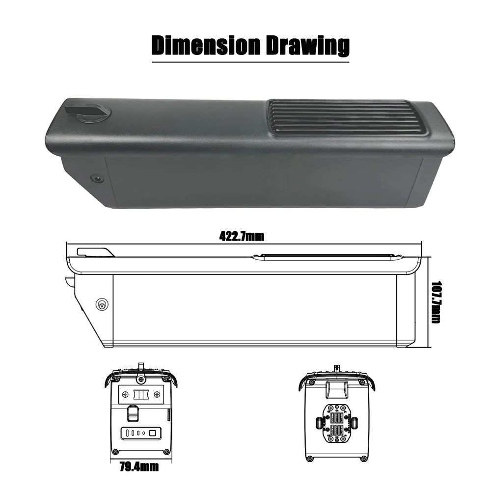 Removable 48V 17.5Ah 20Ah Mammoth Lithium-ion Battery Pack for Fission Cycles Hellbender 750W Ultra Drive Electric Bike