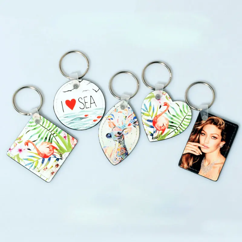 

sublimation blank pu leather keychains two sided printing key ring hot transfer printing material new style 50pieces/lot