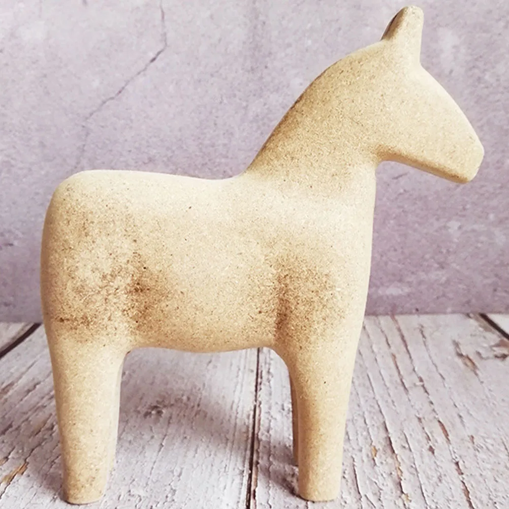 

Paintable Wooden Animal Ornaments Crafts Blank Horse Sculpture Car Figurine Unfinished Parent-child