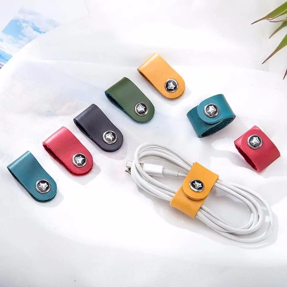 

Cable Earphone Fixed Cable Strap Cable Winder Cord Organizer Cable Holder Winder Straps Cowhide Leather Cord Tidy Storage Cable