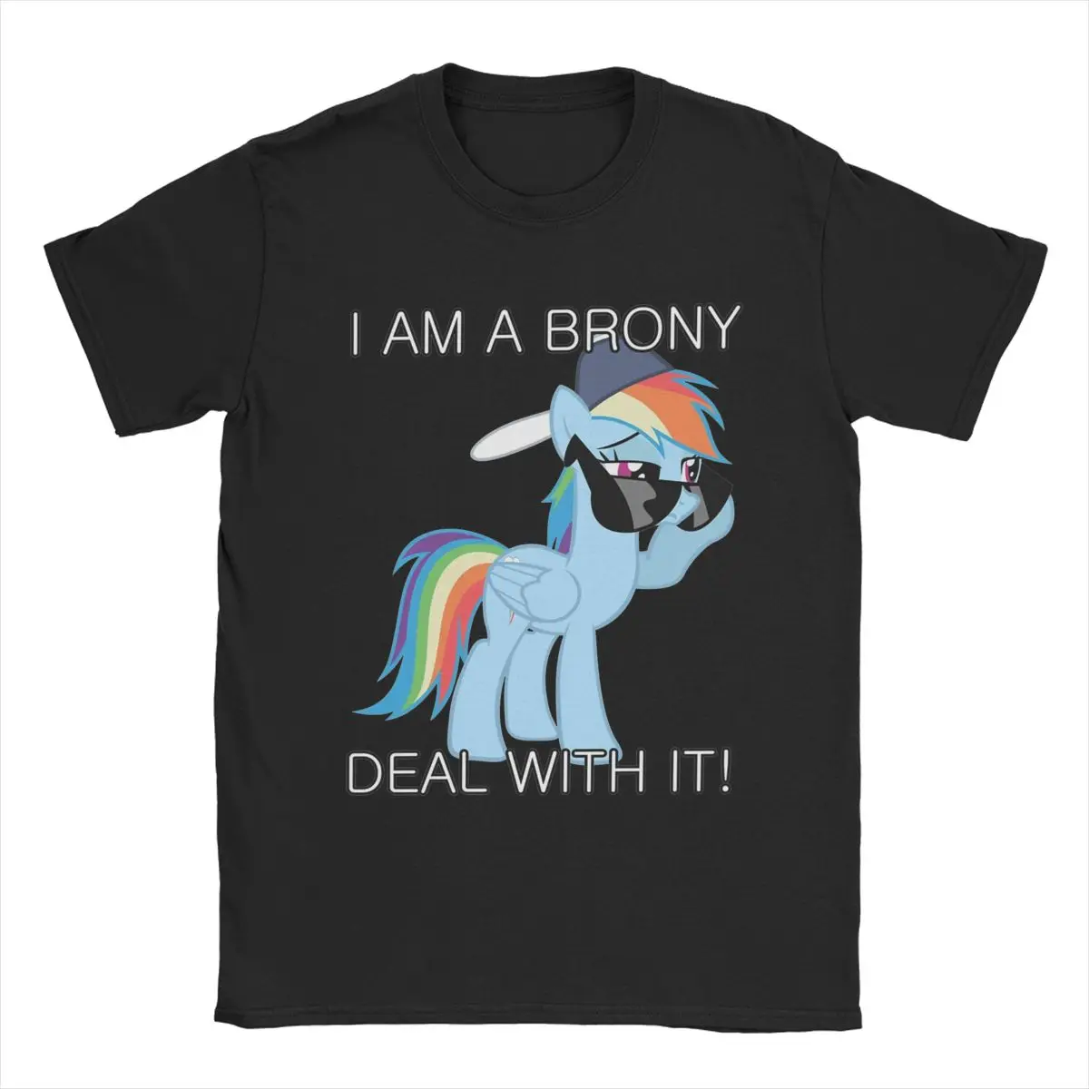 Casual Rainbow Dash Brony T-Shirt Men Round Collar Pure Cotton T Shirts Mlp Short Sleeve Tees Classic Clothing