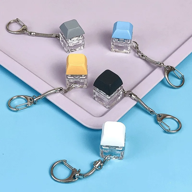 Merit +1 Muyu Decompression Keychain Mechanical Keyboard Button Keyring Fingertip Key Cap Pendant Antistress Toy image 2