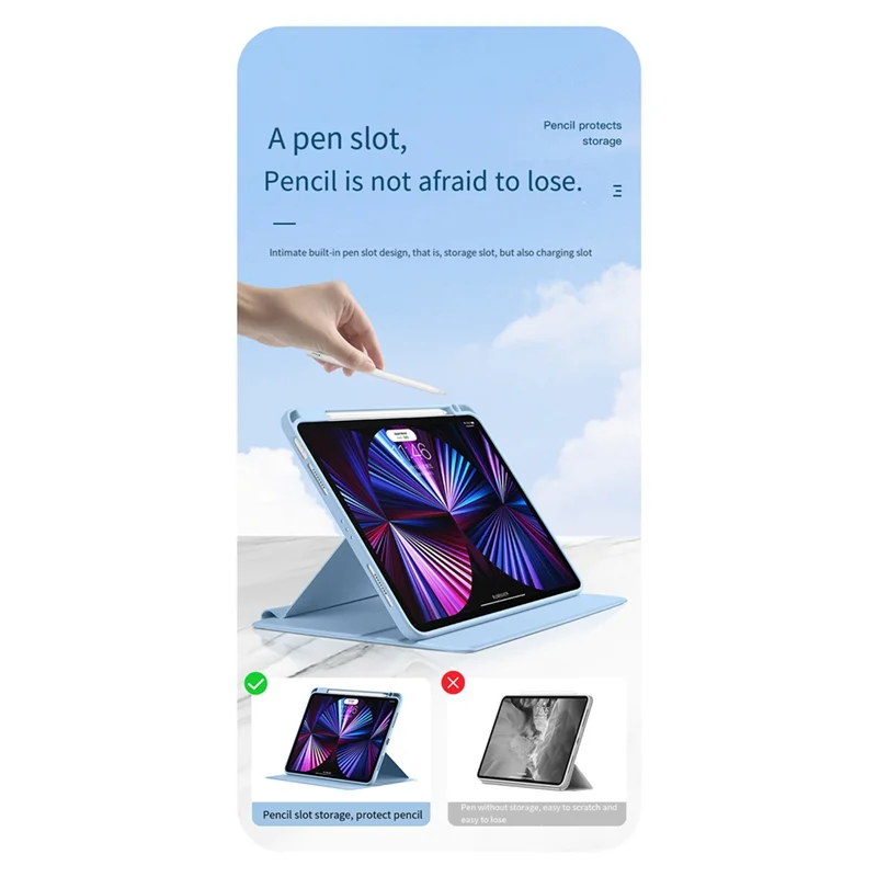 360 °   เคสแท็บเล็ตแบบหมุนได้เคสอะคริลิคป้องกันการโค้งงอสำหรับไอแพด 12.9 นิ้ว (2018/2020/2021/2022)เคสป้องกัน