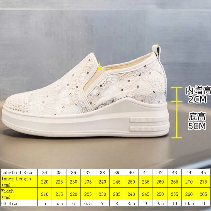 Fujin 7cm Synthetic Air Mesh Platform Wedge Flats Bling Summer Fashion Chunky Sneaker Casual Breathable Comfy High Brand Shoes