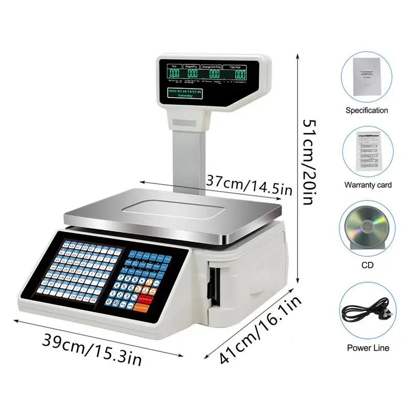 Label Printing Scale 2 Printing Modes Digital Number Computing Scale English Version Electronic Food Scale For Retail Store