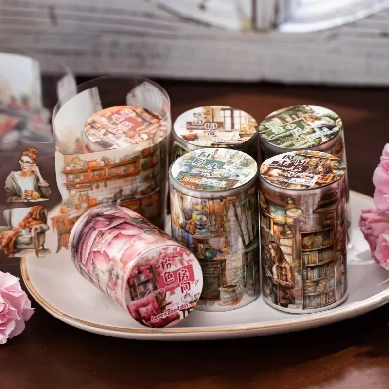 1 Rolle 2M PET-Klebeband Life Corner Scenography Material Handbuch Kreisklebstoffe Runde Aufkleber Bänder Scrapbook 60mm*2m