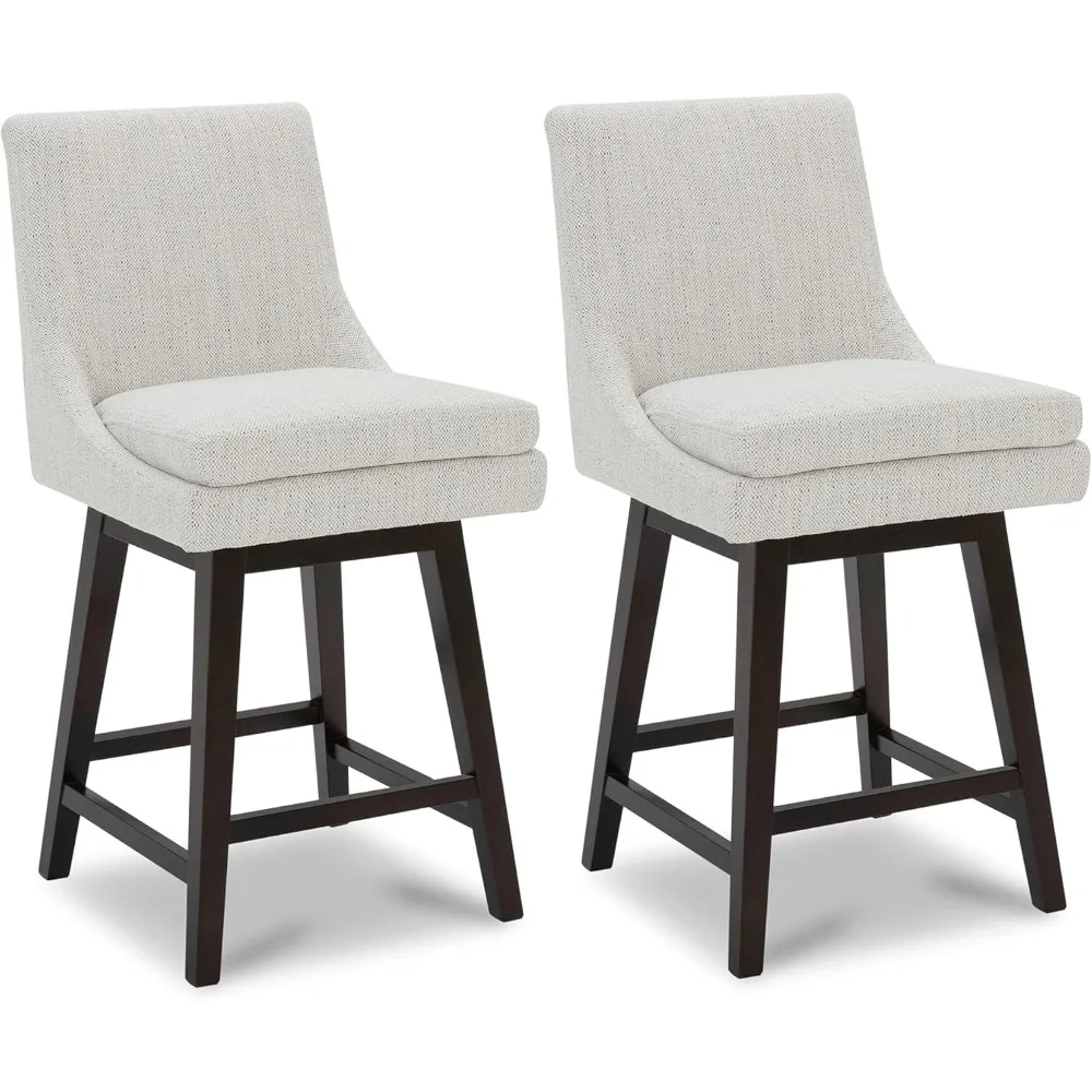 Bar Stools Set of 2, Counter Height Swivel Barstools, Upholstered Fabric Counter Chairs with Back Support, Bar Stool