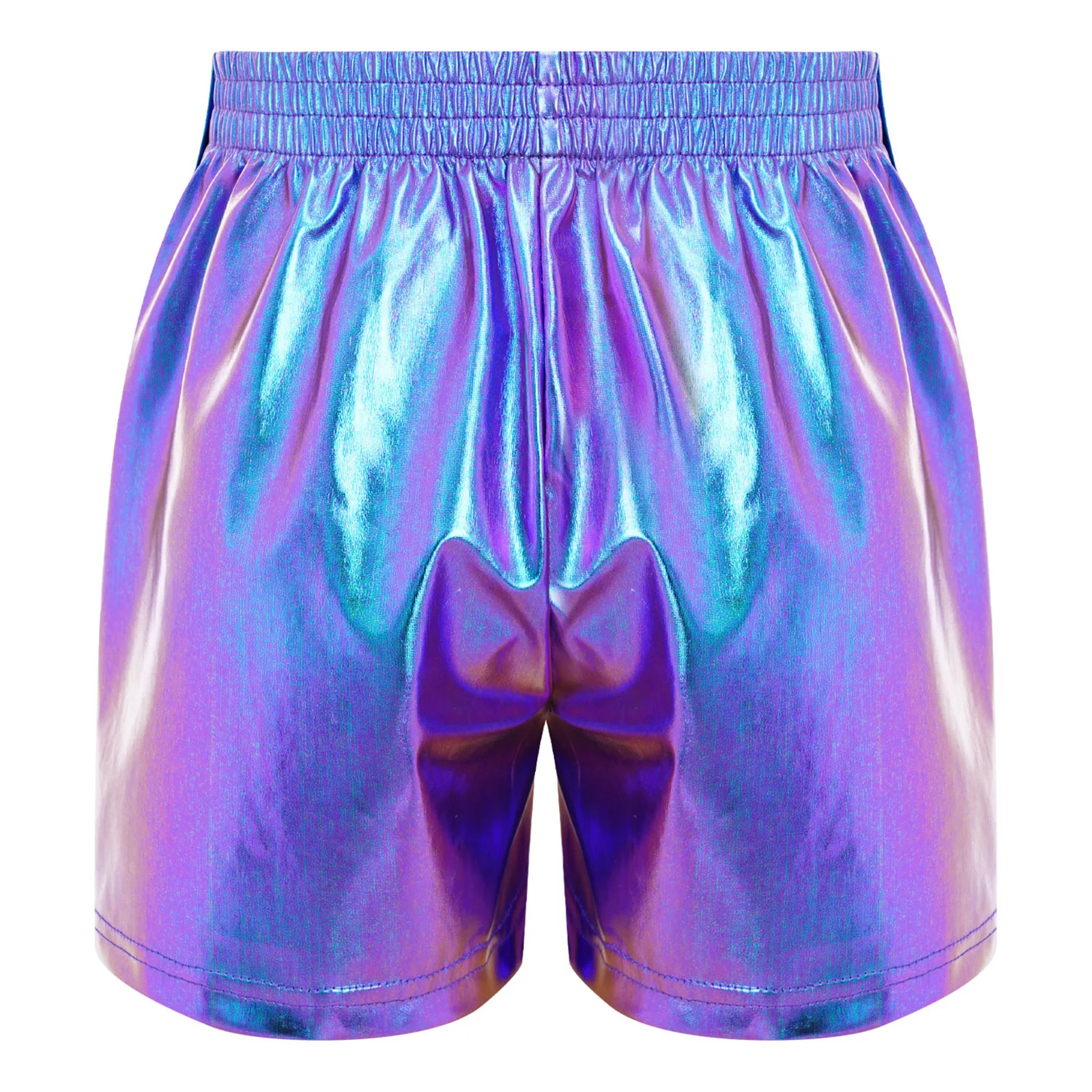 Kinder Mädchen Hip-Hop Jazz-Tanz-Outfit Aufführungskostüm mit seitlich geöffneter Metallweste mit Reißverschluss und seitlichen Druckknöpfen sowie glänzenden Shorts – Detail 31