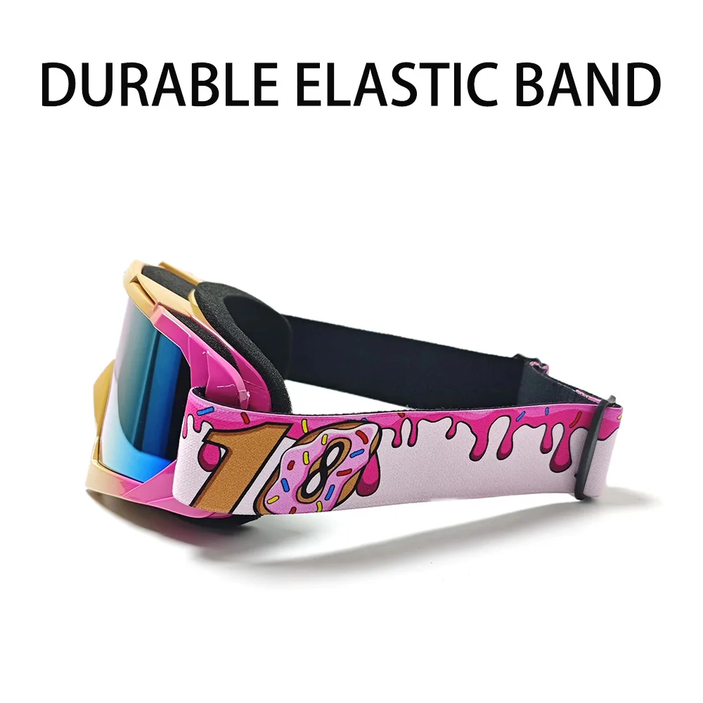 نظارات صيفية مضادة للرياح على شكل دونات للجنسين مضادة للوهج لـ MTB BMX ATV للدراجات النارية والدراجات الهوائية وإطار وردي وأبيض #4