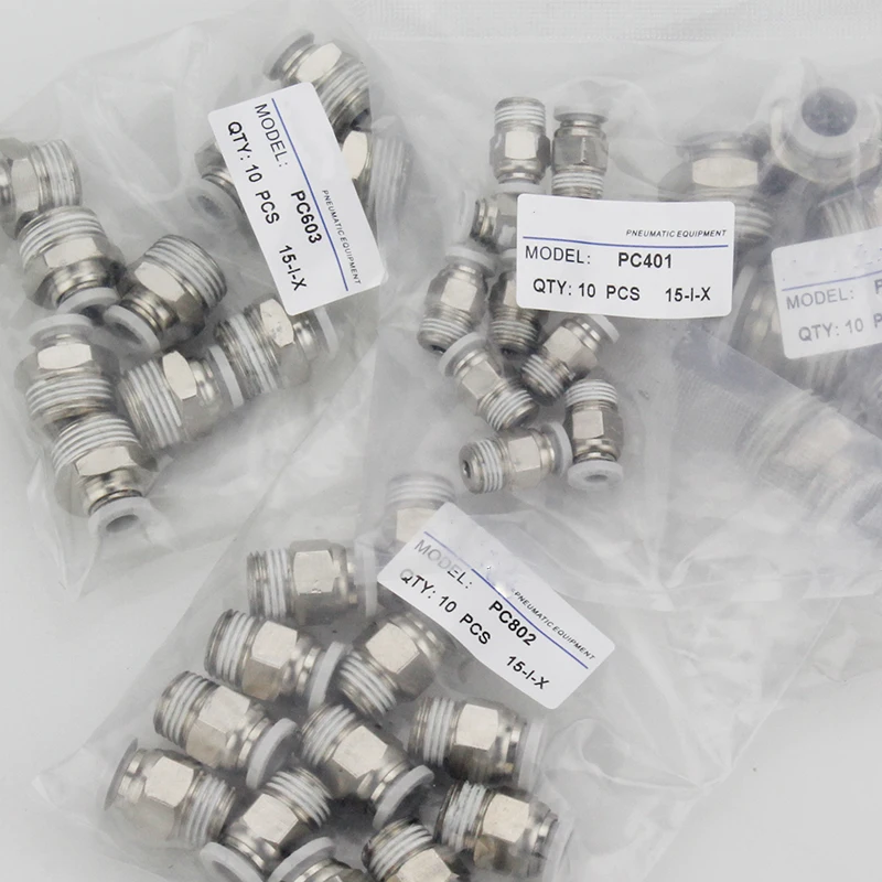 10pcs AirTAC-Type Threaded Tracheal Joint PC4M5 PC6m5 01 PC802 PC1003 PC1204 Pneumatic Fittings