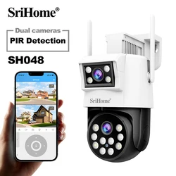 Srihome HD 와이파이 듀얼 렌즈 IP 카메라, 야외 PTZ 카메라, AI 자동 추적 보안 비디오 감시 CCTV 카메라, 4MP