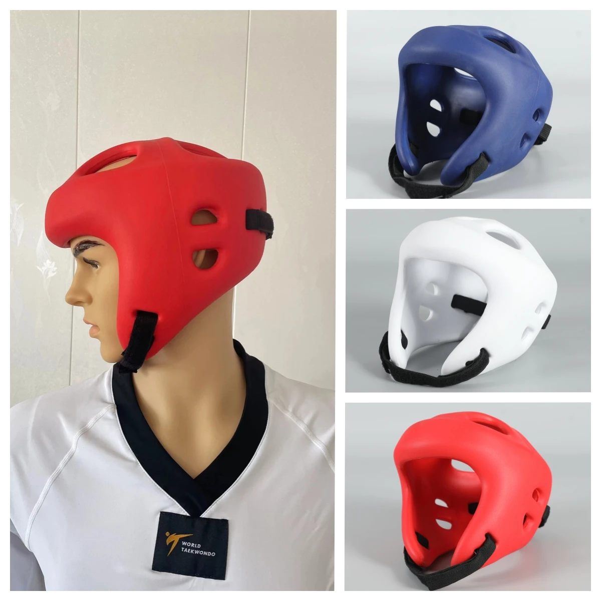 

New Style Taekwondo Helmet White Head Guard Karate Headgear MMA Kick Boxing Sports Protector Professional Training Red Helmets