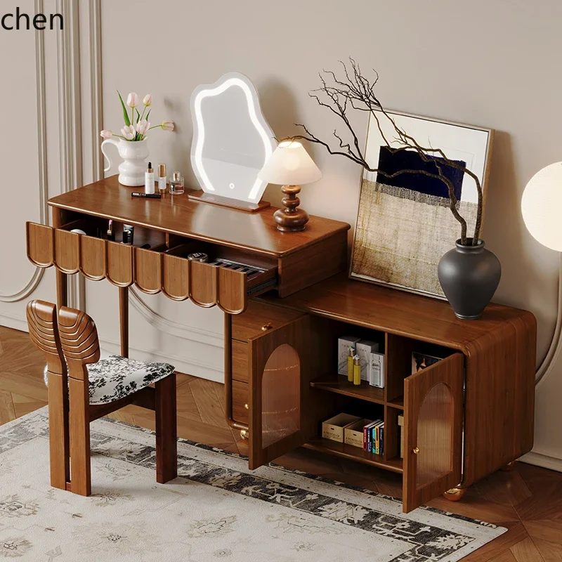 

Dressing Table Bedroom Simple Dressing Table Computer Desk Integrated Corner All Solid Wood Makeup Table