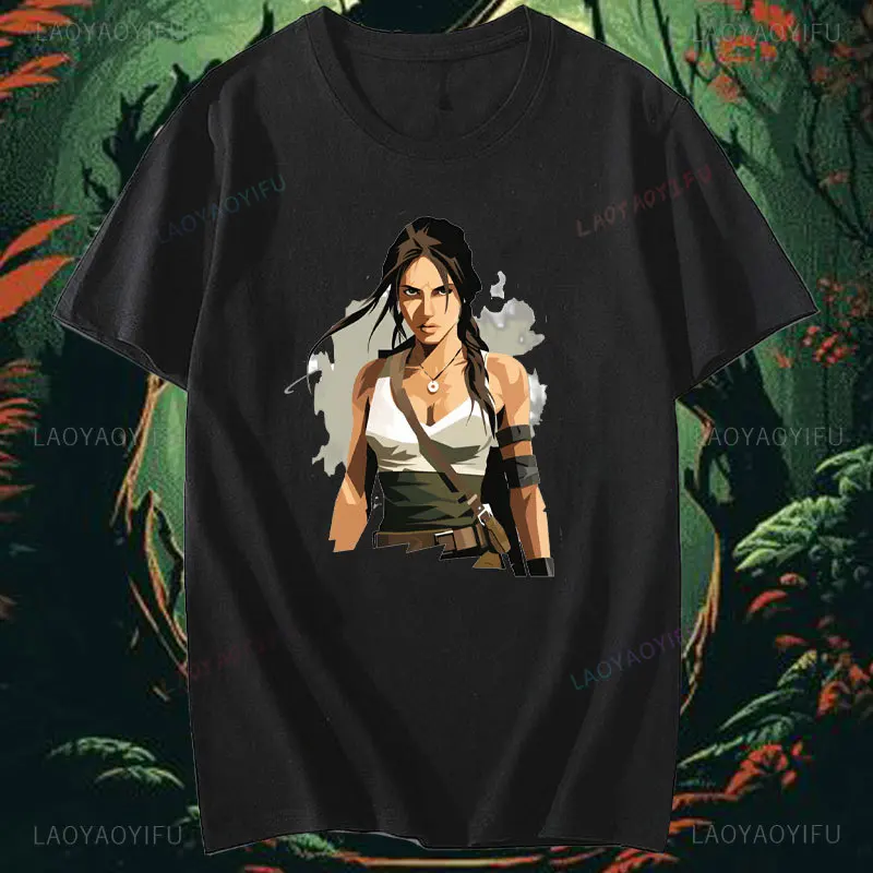 Tomb Raider Game Printed T-Shirt Tomb Raider Lara Personality Men Women Cool Shirt High Quality Cotton Street Style Short Sleeve