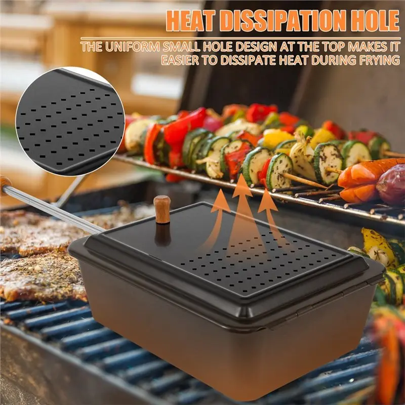 Portable Iron Popcorn Popper With Nonstick Pot, Removable Long Handle,For Home Kitchen Cooking, 1PC For Party Use