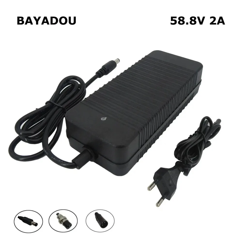 

58.8V 2A Lithium Charger For 51.8V 52V 14S Li-ion 10AH 15AH 20AH Battery Chargers Adapter GX16 DC